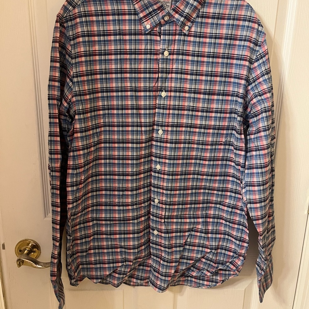 J Crew NWT Men's Plaid Button-Down Shirt Large Slim Fit